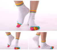 1 x RAW Customer Returns 5 Pairs Girls Women Yoga Socks Colorful Anti-Slip Socks Five Finger Socks Grip Socks Toe Socks Pilates Ballet Fitness Hospital - RRP €21.99