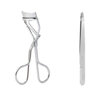 1 x Brand New Eyelash Curler Kit, Professional Stainless Steel Eyelash Curler with Stainless Steel Tweezers, Beauty Essential Cosmetic Makeup Tool with Comfortable Handle, Makes Eyelashes Look Curler and Longer Silvery  - RRP €25.2