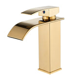 1 x RAW Customer Returns Bathroom Faucet Brushed Gold Mixer Tap Wash Basin Single Lever Waterfall Faucet Made of Stainless Steel Vanity Faucet for Bathroom llffssdg - RRP €42.0