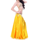 1 x RAW Customer Returns Wuchieal Belly Dance Satin Skirt Professional Dancers Shiny Full Round Swing Dance Skirt Yellow, One Size  - RRP €18.05