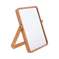 1 x RAW Customer Returns Hosoncovy Adjustable Wooden Frame Table Mirror with Stand Desktop Mirror with Stand Vanity Mirror Cosmetic Mirror Folding HD Rectangle Freestanding Bathroom Mirror Wall Mirror Yellow  - RRP €23.86