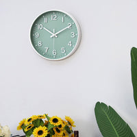 1 x RAW Customer Returns HZDHCLH 30cm Silent Wall Clock Creeping Second with Arabic Numerals without Ticking for Decoration Living Room, Kitchen, Office, Bedroom Green  - RRP €24.22