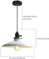 1 x RAW Customer Returns Lightess Pendant Lamp Vintage Rustic Industrial Lamp Diameter 25.5 cm High Quality Ceiling Lamp for Living Room Kitchen Living Room Bedroom, E27 White  - RRP €33.35