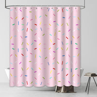 2 x Brand New AIBIIN 180x180cm Shower Curtain with 12 Hooks Cute Donut Design Pink Girl Cute Modern Home Bathtub Decoration Growth Confetti Shower Curtain Set - RRP €40.8