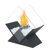 1 x RAW Customer Returns JHY DESIGN Diamond Portable Bioethanol Table Fireplace 37cm High Large Tabletop Fireplace Bio Ethanol Fire Bowl Outdoor Fireplace for Garden Parties Balcony Patio Table Indoor Outdoor Black  - RRP €62.51