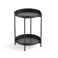 1 x RAW Customer Returns H HOMEWINS Metal Side Table Round Black Sofa Table with Removable Tray 40 x H50 cm Coffee Table Bedside Table for Living Room Bedroom Office - RRP €40.33