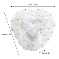 1 x Brand New Hapivida Wedding Ring Pillow, 5.9 x 6.3 Inch Romantic Heart-Shaped Lace Ring Box Rose Rhinestone Decor Ring Pillow Ring Holder White  - RRP €20.4