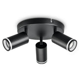 1 x RAW Customer Returns BOYIR 3-flame ceiling lamp LED black round spot light ceiling spotlight GU10 rotatable and swiveling ceiling light removable front ring spot lamp for living room I without lamp - RRP €29.99