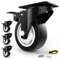 1 x RAW Customer Returns HomeGoGo Swivel Casters, 4 Pack, Transport Casters with Safety Lock, 75mm Wheels for Furniture, Silent Heavy Duty Wheels with Polyurethane Rubber Coating, 360 Degree Rotation, 500kg Total Load - RRP €23.92