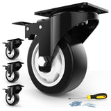 1 x RAW Customer Returns HomeGoGo Swivel Casters, 4 Pack, Transport Casters with Safety Lock, 75mm Wheels for Furniture, Silent Heavy Duty Wheels with Polyurethane Rubber Coating, 360 Degree Rotation, 500kg Total Load - RRP €27.9