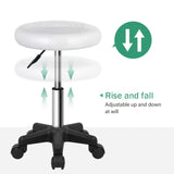 1 x RAW Customer Returns FURWOO Round Swivel Stool with Wheels PU Leather Rolling Stool Height Adjustable Stool for Spa Salon Massage White - RRP €36.79