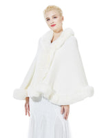 1 x RAW Customer Returns BEAUTELICATE Women s Poncho Winter Knitted Cape Stole Faux Fur Shawl Elegant Bolero Shrug for Bride Wedding Party Ivory, one size  - RRP €36.98