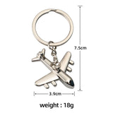 1 x Brand New Airplane key ring in silver metal with stainless steel line - ODETOJOY - RRP €6.95