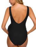 1 x RAW Customer Returns Love2Mi Maternity Swimsuit One Piece Elegant V-Neck Maternity Swimwear Tie Front Bowknot Swimsuit Black XL - RRP €33.26