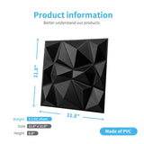 1 x RAW Customer Returns Art3d 33 pieces 3D wall panels diamond 30 x 30 cm matt black, highly rigid PVC, durable, non-deformable, waterproof, heat-resistant, odorless - RRP €75.76