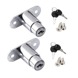 1 x RAW Customer Returns Sliding door lock, furniture lock, cabinet lock, cylinder furniture lock, pressure lock for drawer, with key set for filing cabinets, cabinet doors, display cases, drawers cabinets accessories silver  - RRP €18.0