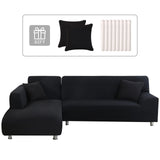 1 x RAW Customer Returns Lydevo Sofa Cover Corner Sofa L Shape Sofa Throws Stretch Sofa Cover L Shape Right or Left with Two Cushion Covers Washable Universal Couch Cover L Shape Sofa Cover L Shape 2 Seater 2 Seater, Black  - RRP €56.12