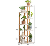 1 x RAW Customer Returns Bai You Mei Flower Stairs White Plant Stairs 7 Levels Flower Shelf Flower Bench Wooden Flower Stand Flower Stairs Garden Shelf Ladder Shelf Plant Shelf Complete White Plant Shelf Corner Indoor - RRP €69.0