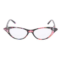 1 x RAW Customer Returns Reading Glasses, Fashion Unisex Rhinestone Decoration, Clear Lenses, Anti-Glare Filter Lightweight Glasses with Red Striped Frame and Stroage Case 1.0  - RRP €11.02