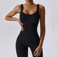 1 x RAW Customer Returns Litthing Jumpsuit Women One Piece Jumpsuit Women Sleeveless Sports Tight Full Bodysuit Push Up Romper Sexy U Neck Jumpsuit One Piece Elastic Gym Bodysuit Fitness Workout Yoga - RRP €28.99