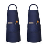 1 x RAW Customer Returns WORK IDEA 2 Pieces Kitchen Apron Chef BBQ Barista Grill Apron Adjustable for Women and Men with Pockets, Navy Blue, One Size - RRP €27.6