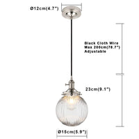 1 x RAW Customer Returns Yosoan Clear Glass Ball Industrial Loft Pendant Light Pendant Lamp Indoor Light for Kitchen Dining Room Bedroom Cafe Bar Club Brushed Stainless Steel Color  - RRP €69.99