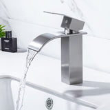 1 x RAW Customer Returns ONECE Waterfall Sink Faucet, Modern Style Bathroom Sink Mixer Tap, Single Lever Waterfall Bathtub Taps, Hot and Cold Water, Anti-fingerprint Matt Brushed, 304 Stainless Steel - RRP €39.31