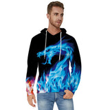 1 x Brand New Freshhoodies 3D Fire Dragon Hoodie Graphic Hooded Sweatshirt with Kangaroo Pocket Christmas Halloween Festival Sweater S - RRP €22.8