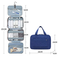 2 x RAW Customer Returns Hanging Toiletry Bag Large Cosmetic Bag Portable with 4 Compartments 1 Sturdy Hook for Women Men Girls Business Travel Blue  - RRP €64.8