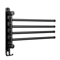 1 x RAW Customer Returns JSVER Stainless Steel Towel Holder Bathroom Swivel 4 Arm Towel Rail Wall Mounted 34CM Towel Holders Brushed for Kitchen, Toilet, Cloakroom and Bathroom, Black - RRP €17.58