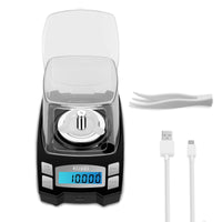 1 x RAW Customer Returns KUBEI 100g 0.001g USB charging milligram scale, mini high-precision gram scale, digital scale, letter scale, gold scale, fine scale, jewelry scale with calibration weights, tweezers, weighing bowl - RRP €30.23