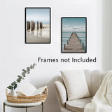 1 x RAW Customer Returns ANHUIB 7-piece modern poster living room, beach poster, canvas pictures living room nature landscape, maritime canvas pictures, bathroom pictures wall decoration, wall pictures bedroom, picture set gift, without frame - RRP €17.99