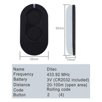 1 x RAW Customer Returns Garage door remote control Compatible with 433MHz Ditec Gol4 Bixlp2 Bixls2 Bixlg4 Entre Matic Zen 2 Zen4 zen2w Zen4w transmitter command 433.92 MHz 2 pieces garage door opener for DITEC ENTREMATIC ZEN2 - RRP €30.24