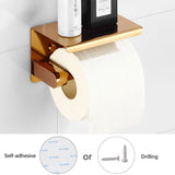 1 x RAW Customer Returns Toilet paper holder without drilling with shelf, Mobxpar 3M adhesive self-adhesive toilet roll holder SUS304 stainless steel, toilet paper holder toilet paper holder wall mounting for kitchen and bathroom, rose gold - RRP €15.99