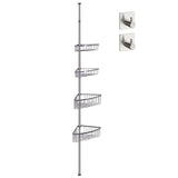 1 x RAW Customer Returns smartpeas telescopic shower shelves without drilling 4 baskets size adjustable from 76 to 280 cm rubberized end caps powder-coated steel with chrome look 2 self-adhesive hooks - RRP €52.12