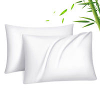 1 x RAW Customer Returns Fittia set of 2 Lyocell bamboo pillowcases, bamboo fiber pillowcase, silky soft, cooling, breathable with concealed zipper, white, 40 x 80 cm - RRP €17.14