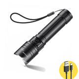 1 x RAW Customer Returns SuperFire LED Flashlight Rechargeable, USB Zoomable Flashlight with 5 Light Modes, Super Bright Torch Rechargeable, Portable Flashlight, IP44 Waterproof, for Camping Hiking Outdoor Emergency - RRP €15.14