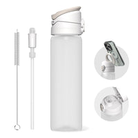 1 x RAW Customer Returns RhinoShield AquaStand Magnetic Bottle 800ml Tritan Water Bottle with Straw Lid, Sport Bottle with MagSafe Compatible Handle, Tripod with Adjustable Angles, Leak Proof, Lightweight - Classic White - RRP €64.5