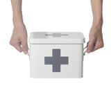 1 x RAW Customer Returns Theo Cleo medicine box metal, first aid box case cabinet, medicine cabinet medicine case retro, medicine cabinet, 22 16 16 cm white-22CM  - RRP €25.2