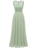 1 x RAW Customer Returns DRESSTELLS Women s Sleeveless Evening Dresses Maxi Long Ball Gown Chiffon Lace Bridesmaid Dresses Wedding Dresses for Guests Floor Length Wedding Dress LightGreen M - RRP €65.53