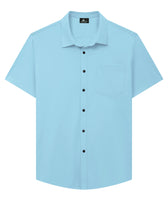 1 x Brand New SwissWell Men s Short Sleeve Casual Shirt Regular Fit Summer Shirt Men s Business Shirt with Chest Pocket Plain 2305 Sky Blue 3XL  - RRP €27.6