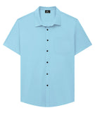 1 x Brand New SwissWell Men s Short Sleeve Casual Shirt Regular Fit Summer Shirt Men s Business Shirt with Chest Pocket Plain 2305 Sky Blue 3XL  - RRP €27.6