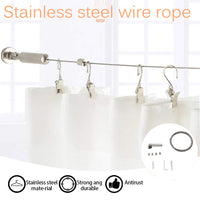 1 x RAW Customer Returns panthem 5M Stainless Steel Curtain Wire with Fixings Set, Picture Hanging Wire Multi-Purpose Set Clothesline Curtain Drape Wire Rod Rope Kit for Hang Photos, Notes, Light and Lamp - RRP €15.12