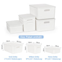 1 x RAW Customer Returns ZPONEED plastic storage box, set of 6 storage boxes with 4 lids, storage basket with handle, versatile storage box for bathroom, kitchen, office, living room - RRP €43.36