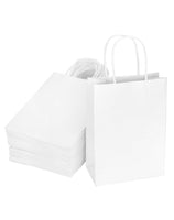 1 x RAW Customer Returns QWORK 60 Pieces White Paper Bags with Handles, Gift Bag, 15 x 8 x 21 cm, for Parties, Packaging, Birthday Gift Bags, Shopping Bags - RRP €16.85