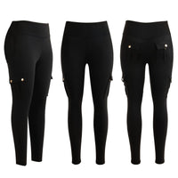 1 x RAW Customer Returns Nuofengkudu Gym Women s Legging Push up High Waist Cargo Pocket Elastic Soft Sports Fitness Running Yoga Pilates Tights Gymnastics Pants Jogging Tights Y-Black M - RRP €31.99