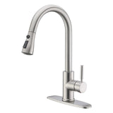 6 x Brand New Kitchen tap with stainless steel hand shower, pull out 360 rotatable, with 60 cm hot and cold hose, high pressure disposable, silver color - RRP €241.98