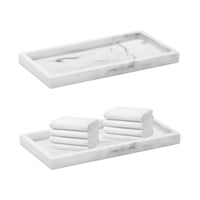 4 x Brand New NUWIQ 20 x 10 cm Bathroom Tray, 2 Pieces Bathroom Tray, 20 x 10cm Decorative Tray Rectangular for Tissue, Candles, Towel, Cosmetic, White Texture - RRP €48.56