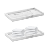 4 x Brand New NUWIQ 20 x 10 cm Bathroom Tray, 2 Pieces Bathroom Tray, 20 x 10cm Decorative Tray Rectangular for Tissue, Candles, Towel, Cosmetic, White Texture - RRP €48.56