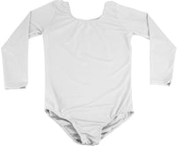 1 x RAW Customer Returns furein Dance Leotard Ballet Gymnastics Leotard Classic Elastic Bodysuit for Girls Long Sleeve Round Neck 12 years, White  - RRP €15.99